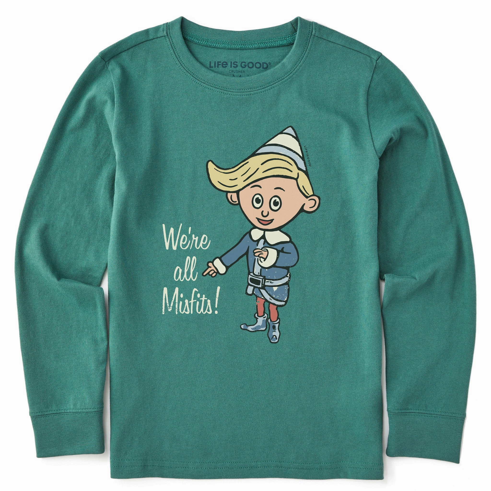 windproof Kids We're All Misfits! Long Sleeve Crusher Tee