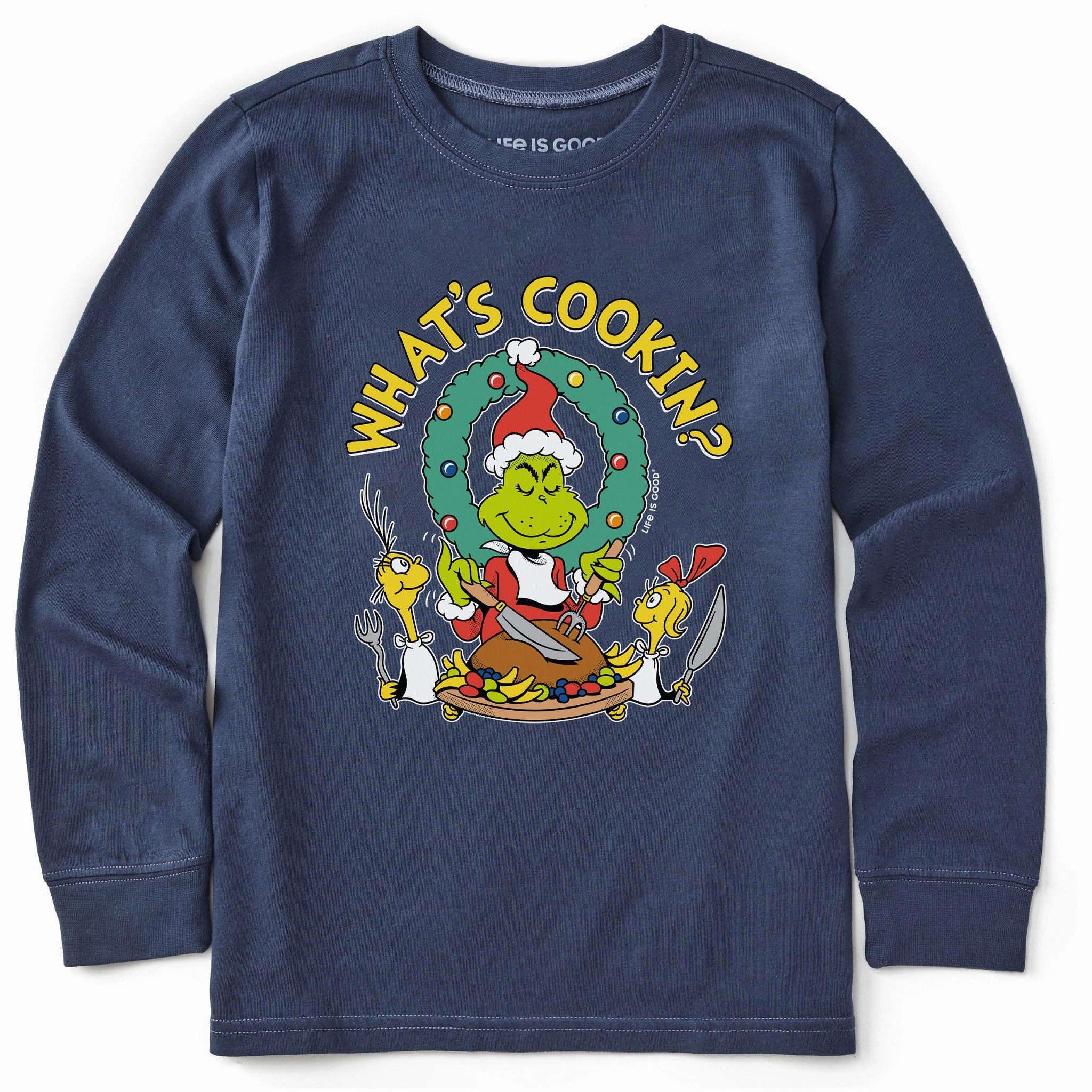 Kids What's Cookin Grinch Long Sleeve Crusher Tee All-day style Odor-resistant