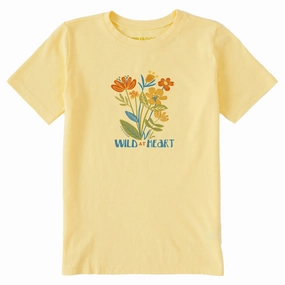 Kids Wild at Heart Flower Bunch Short Sleeve Crusher Tee Trendy Basics Light Wear