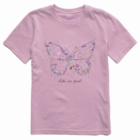 Kids Wildflower Butterfly Shape Short Sleeve Crusher Tee Seasonal Layering Sustainable Material Blend