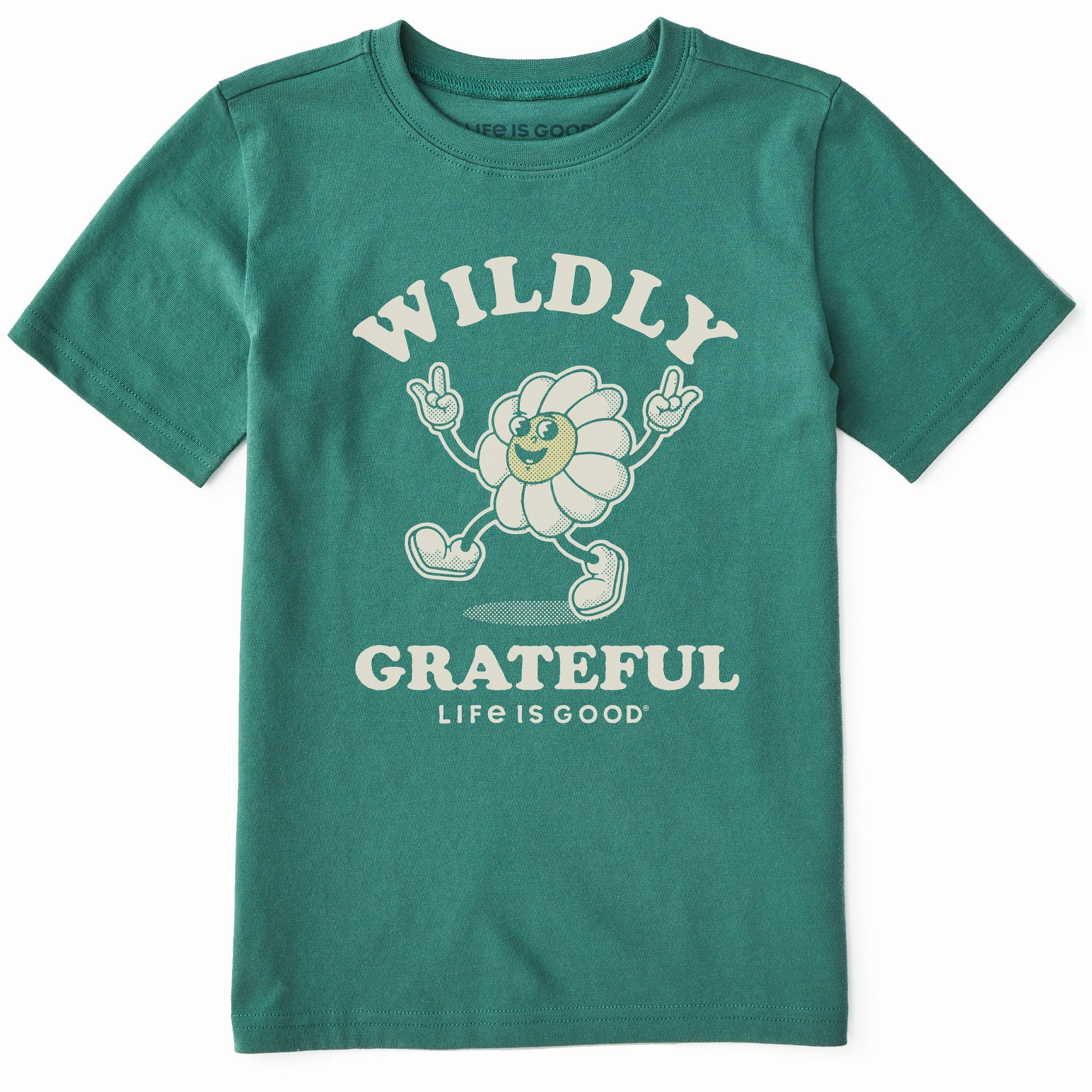Active Layer Comfy Waistband Kids Wildly Grateful Flower Short Sleeve Crusher Tee