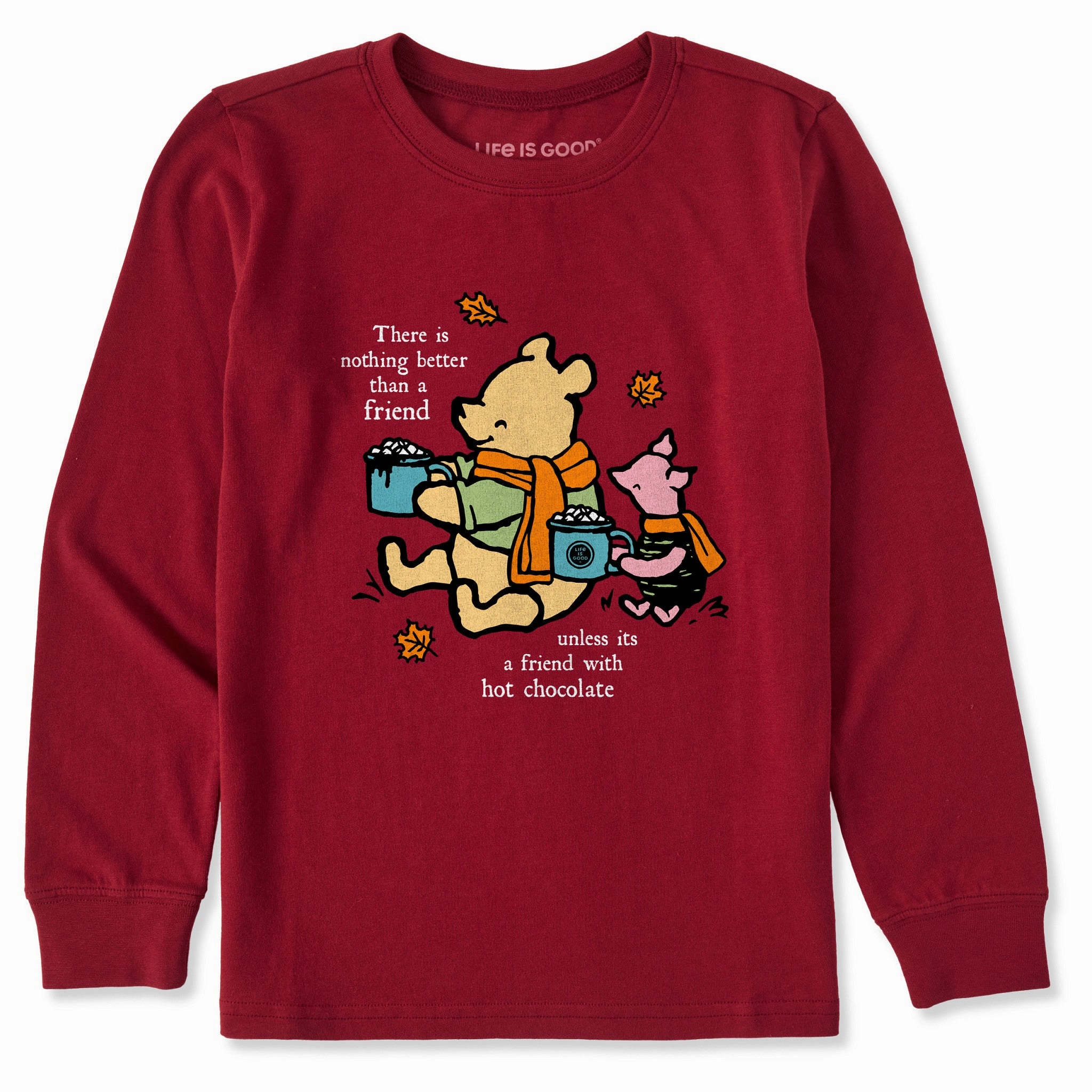 Sophisticated Casual Kids Winnie and P Hot Cocoa Friends Long Sleeve Crusher Tee