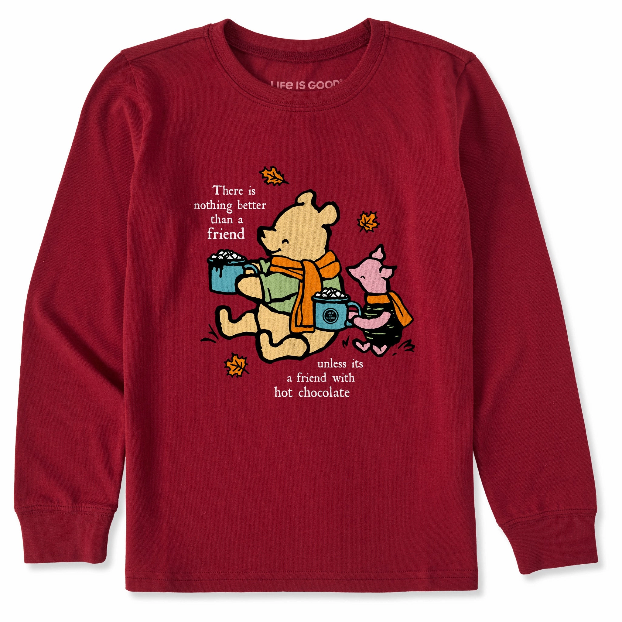 anti static coating Kids Winnie and P Hot Cocoa Friends Long Sleeve Crusher Tee