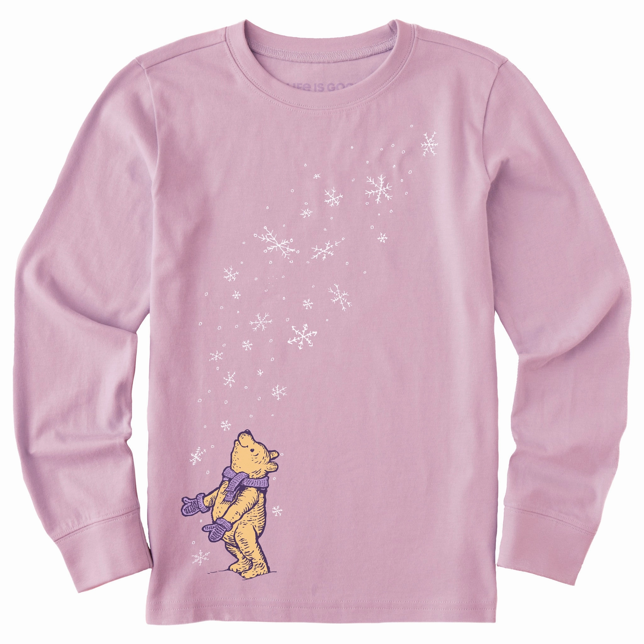 Ethically Sourced Material Fashion-Forward Look Kids Winnie Snowfall Long Sleeve Crusher Tee