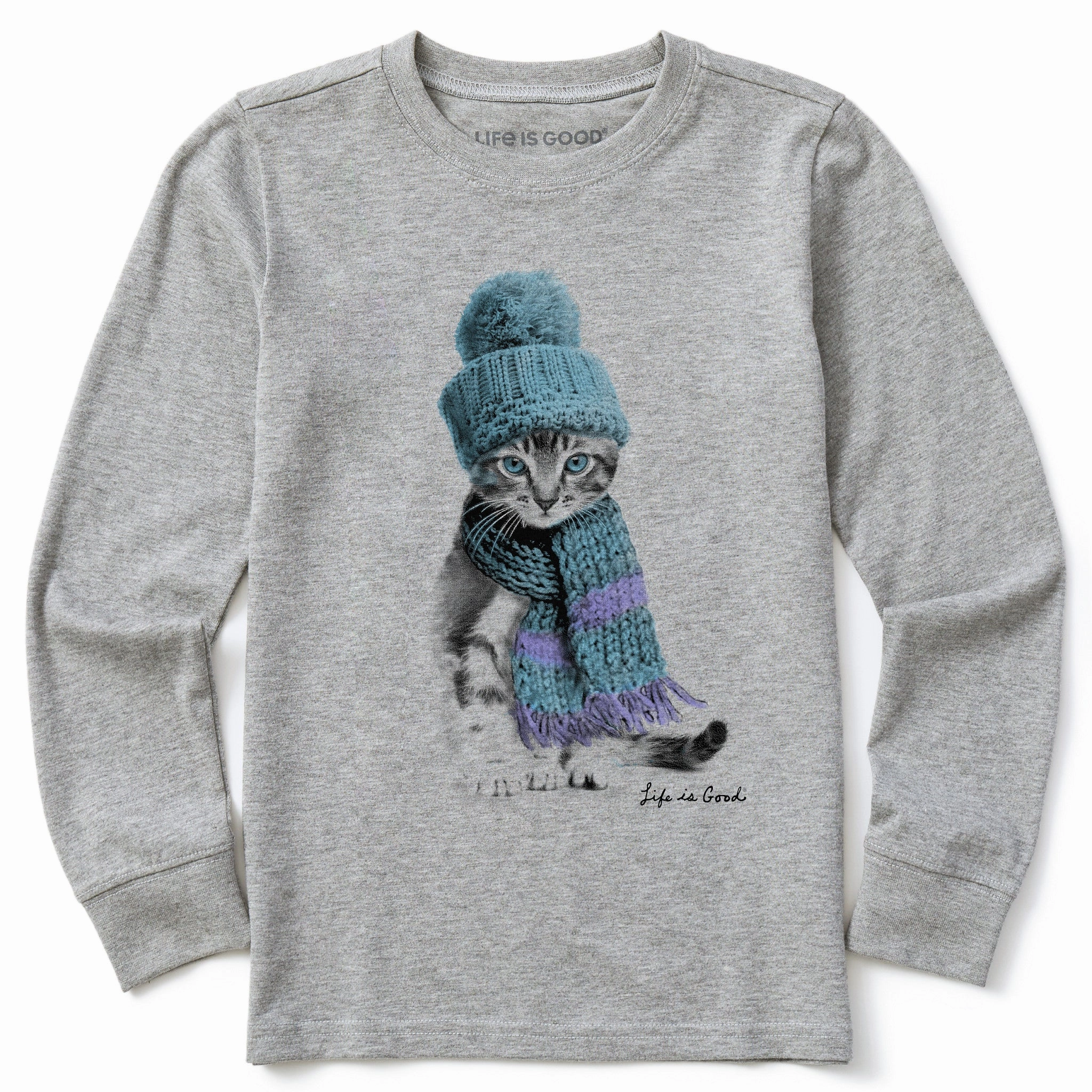 Beach Wear Kids Winter Cat Hat Long Sleeve Crusher Tee