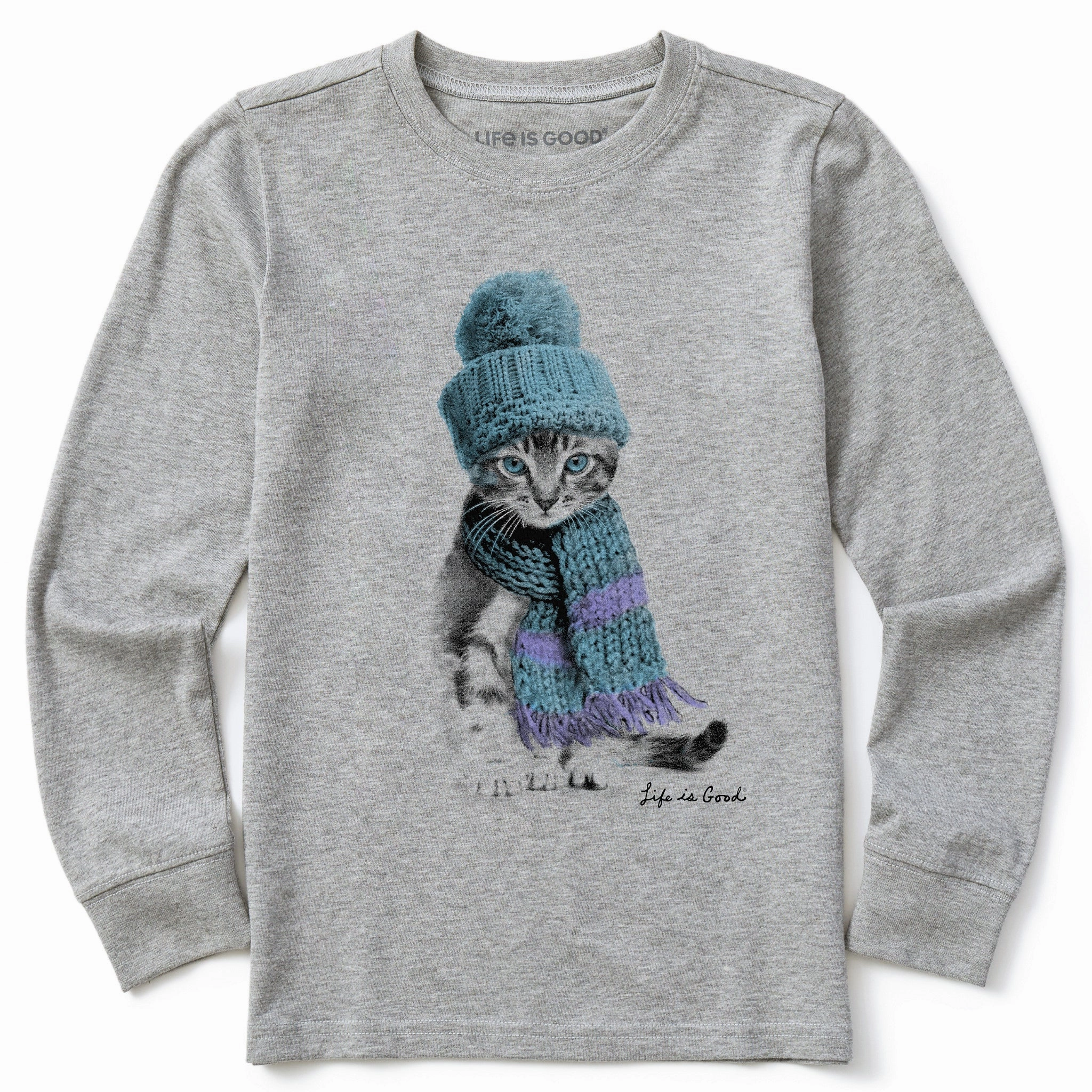 Kids Winter Cat Hat Long Sleeve Crusher Tee Effortless Layer