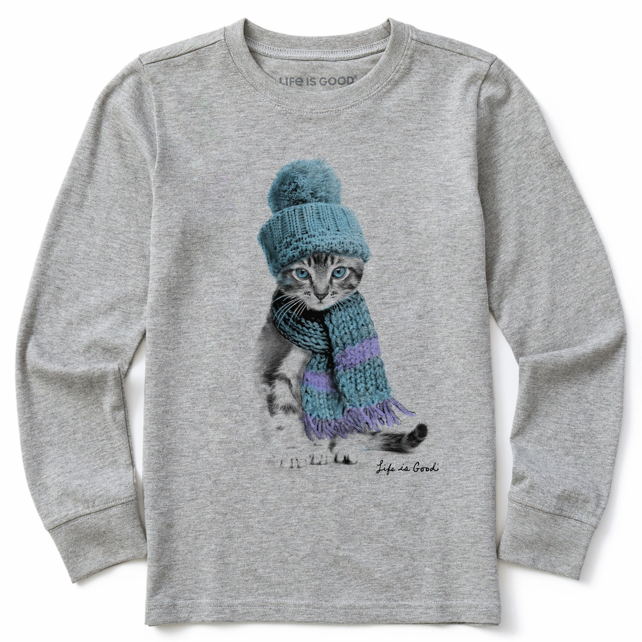 Versatile Design anti static coating Kids Winter Cat Hat Long Sleeve Crusher Tee