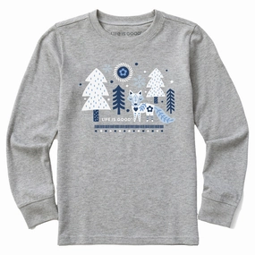 Kids Winter Fox Long Sleeve Crusher Tee Everyday Top Picnic