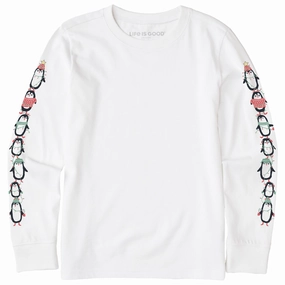Minimal Look Kids Winter Penguin Stack Long Sleeve Crusher Tee