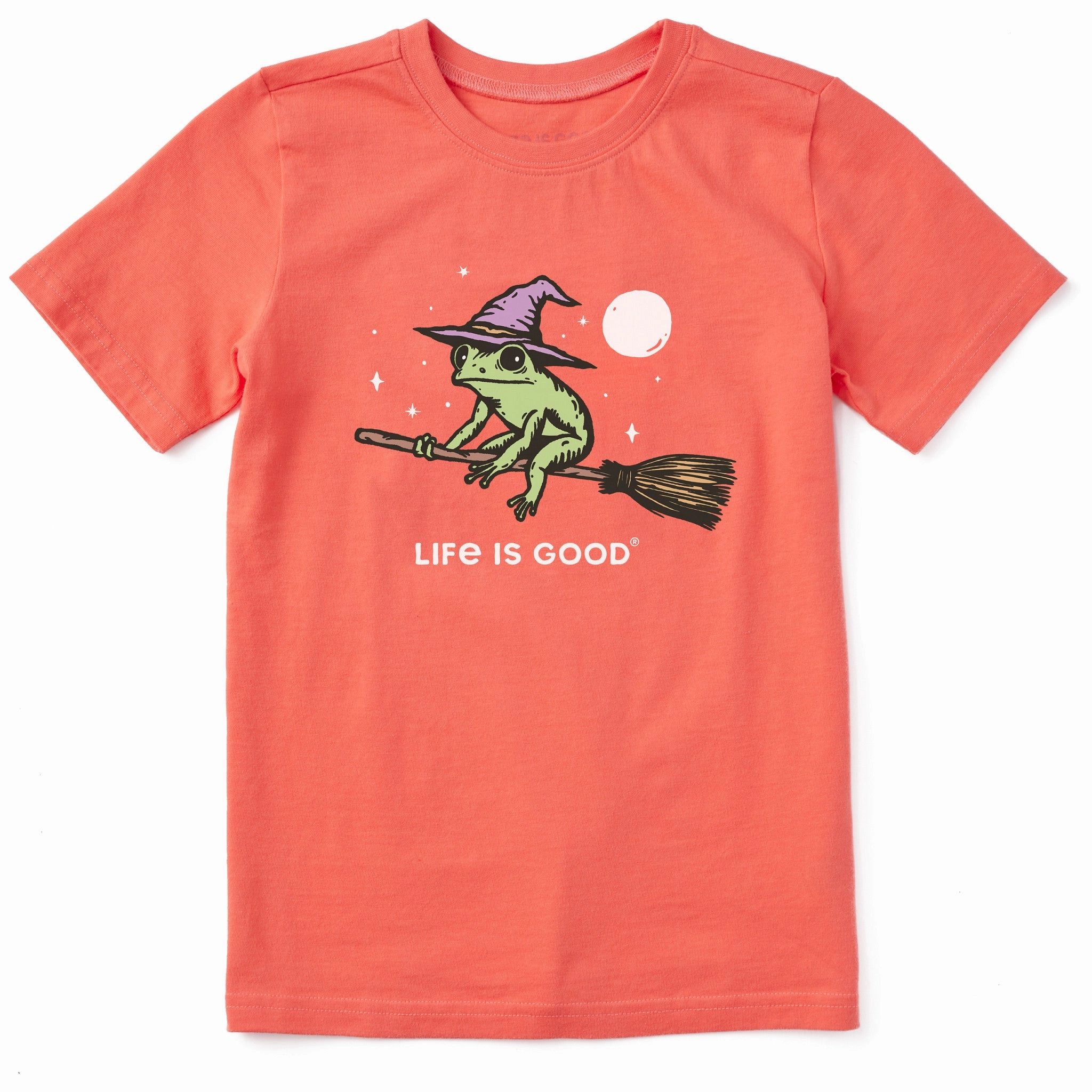 Kids Witch Frog Short Sleeve Crusher Tee Smooth Jersey Texture Lint Resistant Surface