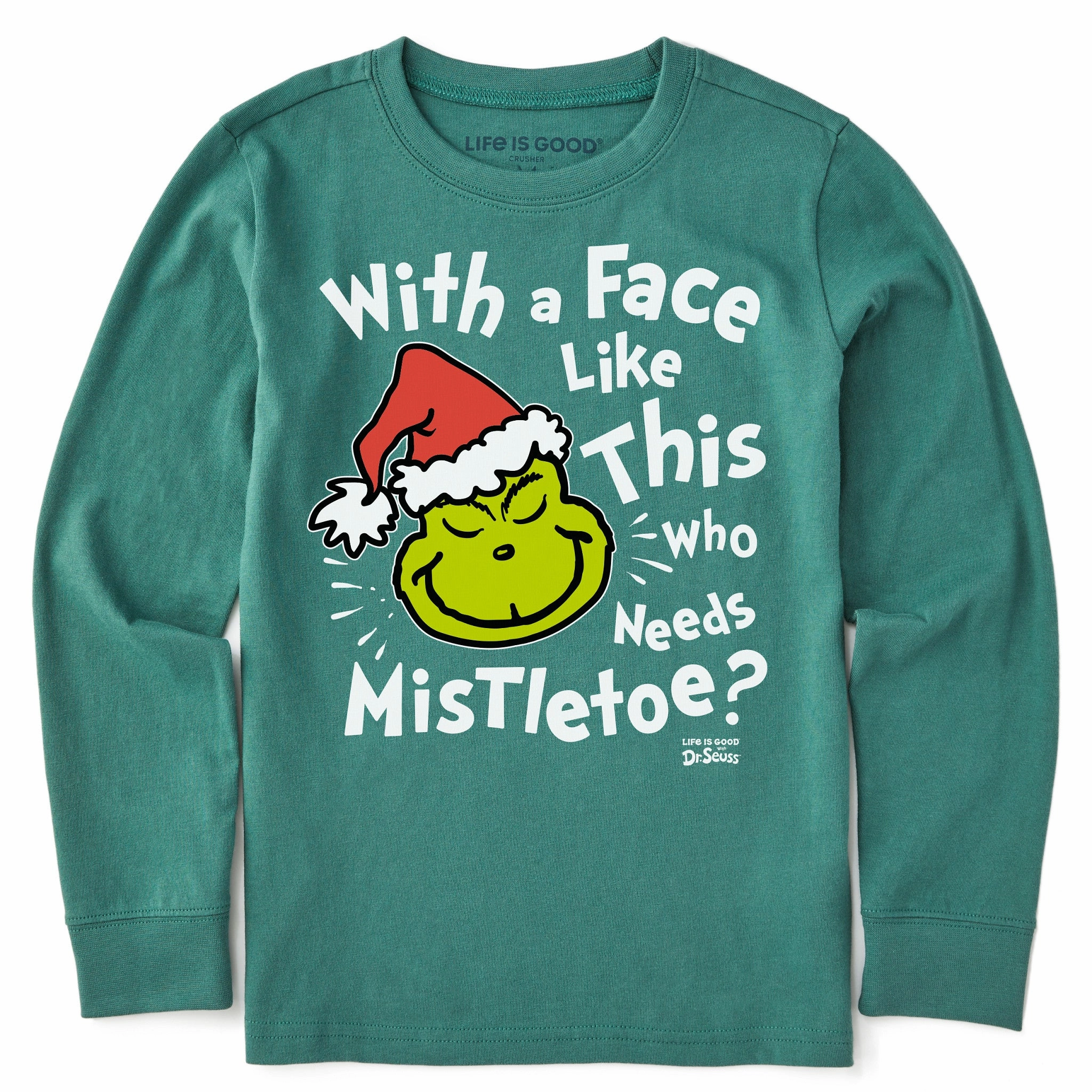 simple design Kids With a Face Like This Grinch Long Sleeve Crusher Tee