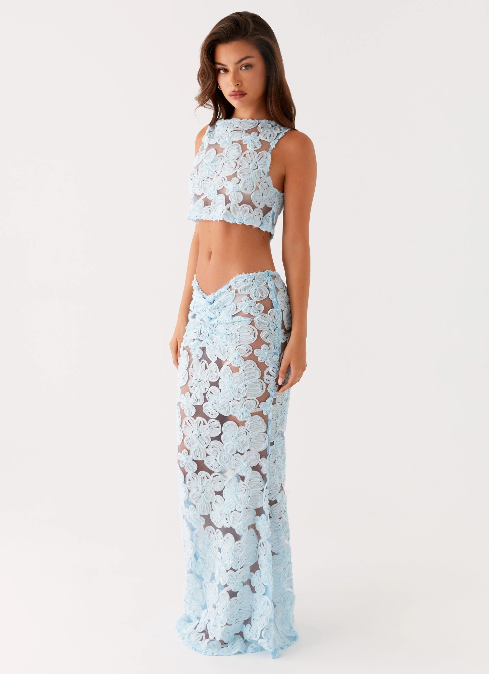 Fiorella Floret Maxi Skirt - Blue Thermoregulating Fabric Light Motion