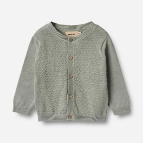 Knit Cardigan Bj?rn - morning mist Layered Texture Wrinkle Recovery Fabric