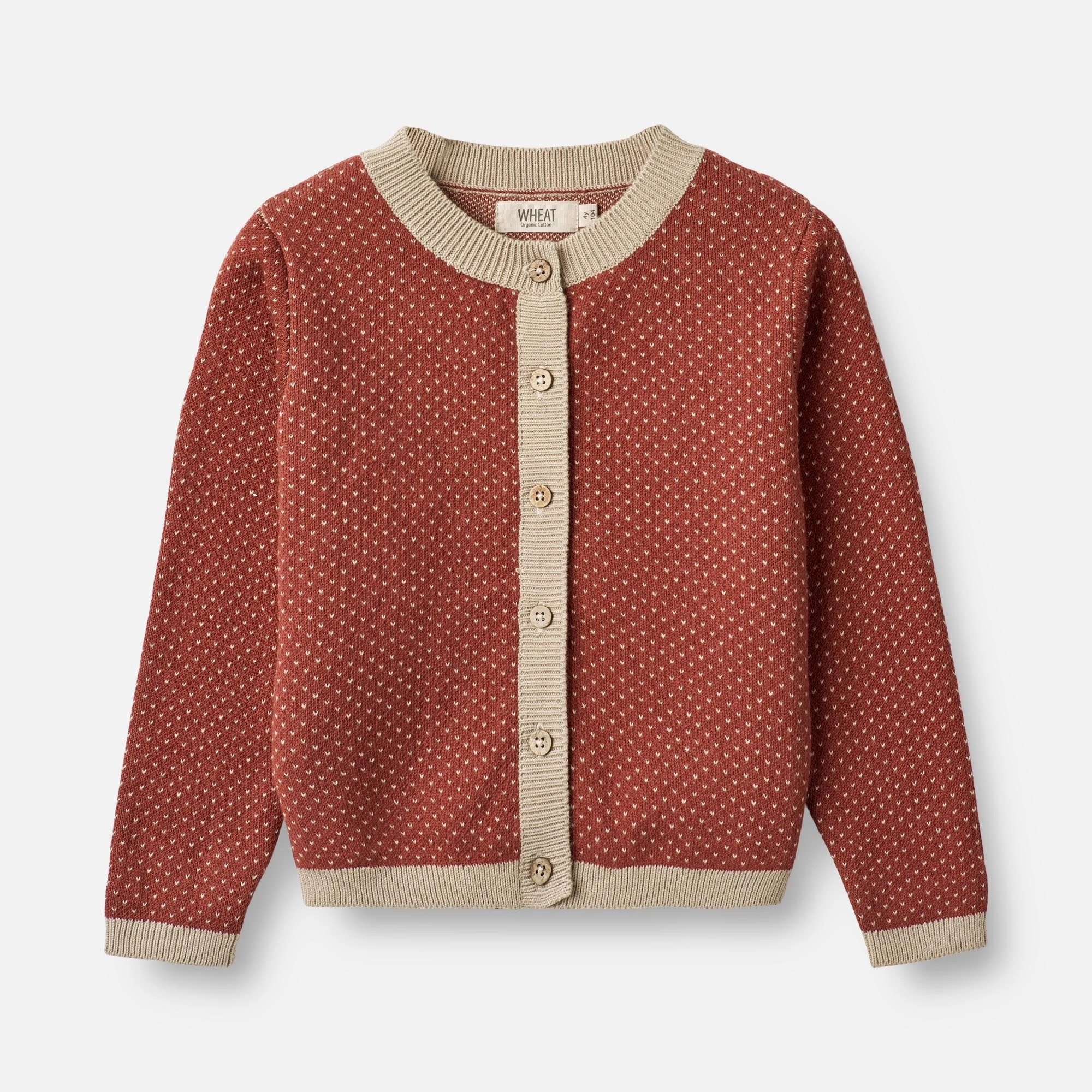 Abrasion Resistant Yarn Knit Cardigan Elga - red beige