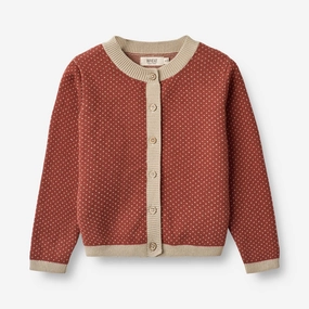 Knit Cardigan Elga - red beige Elastic Seamless Design