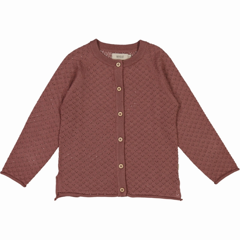 Knit Cardigan Hera - rose brown Reinforced Neckline Stitching
