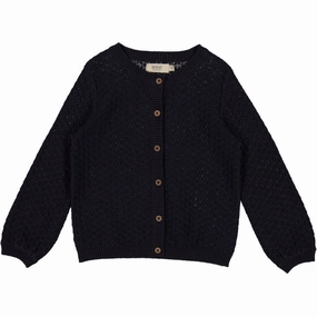 Knit Cardigan Magnella - midnight blue Lattice Pattern Minimal Shrinkage