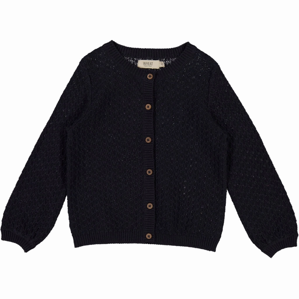 Knit Cardigan Magnella - midnight blue Lattice Pattern Minimal Shrinkage