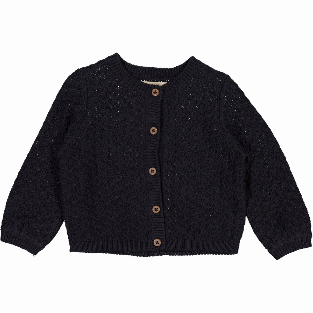 Mid Season Natural Texture Knit Cardigan Magnella - midnight blue