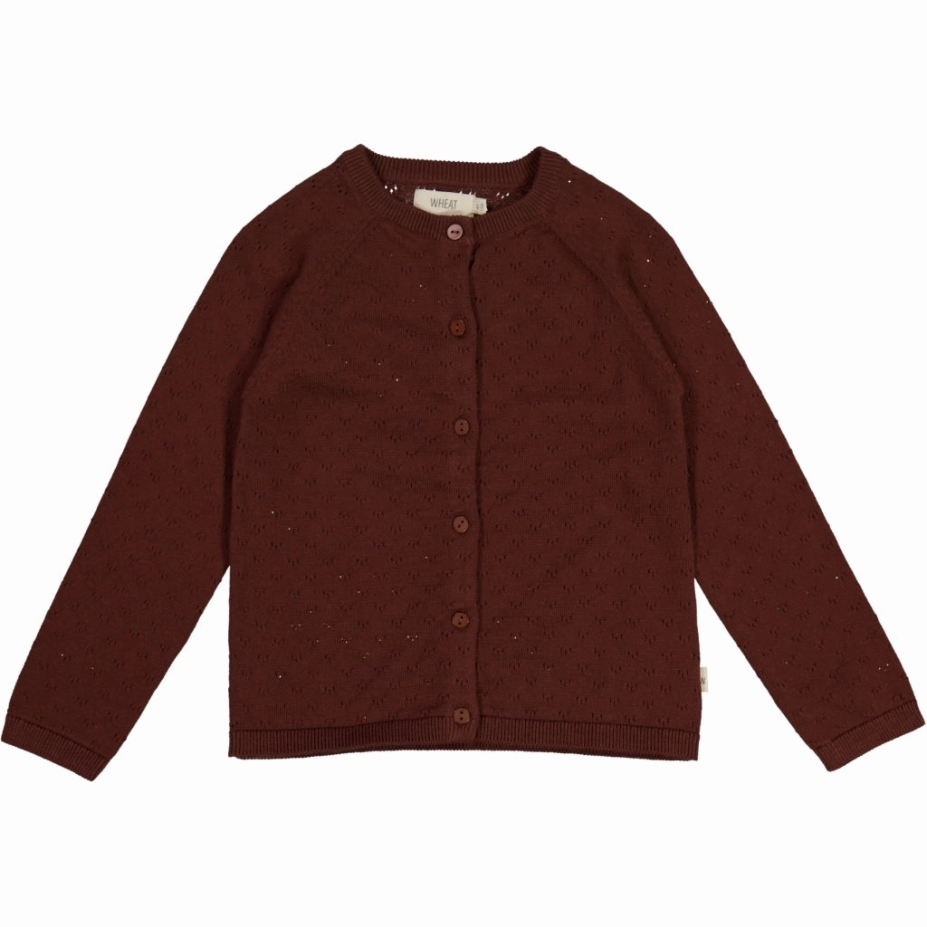 Knit Cardigan Maja - maroon Ribbed Hem Detail Hand Linked Seams