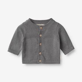 Knit Cardigan Sofus | Baby - autumn sky Tonal Stitching Detail