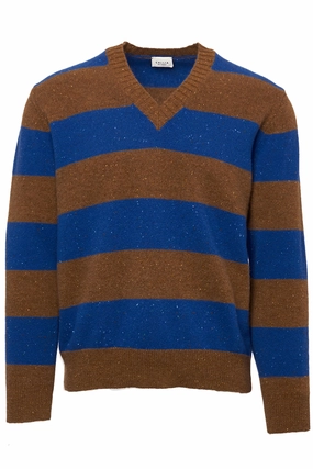 Layered Knit Style Chilly Weather Lawrence Striped V-Neck