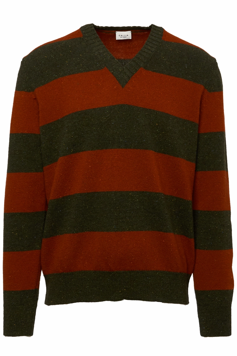 Chilly Ready Snug Knit Lawrence Striped V-Neck
