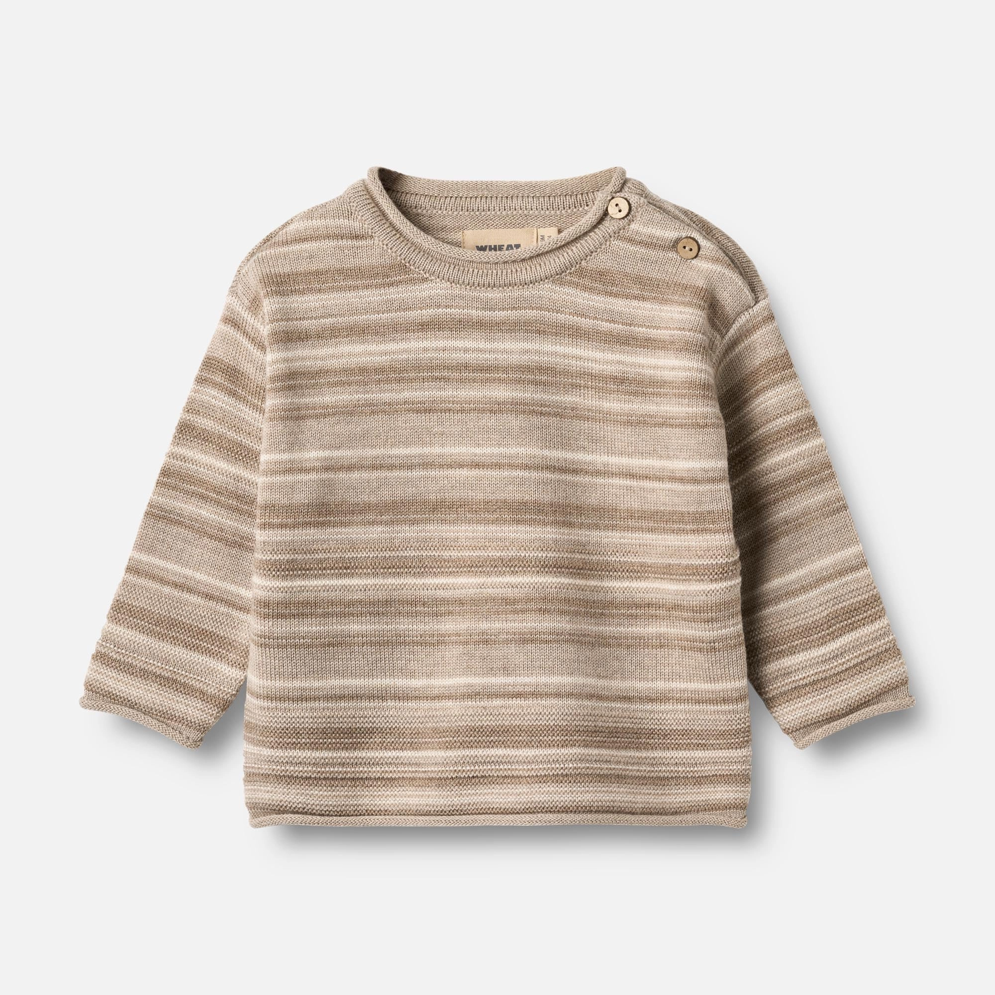 Knit Pullover Gunnar - warm sand stripe Tencel Blend Material Hypoallergenic Fibers