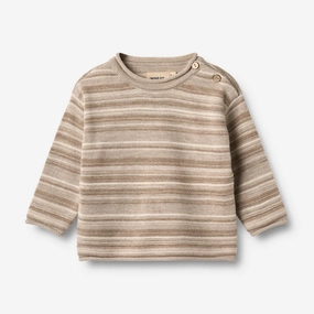 Knit Pullover Gunnar - warm sand stripe Tencel Blend Material Hypoallergenic Fibers
