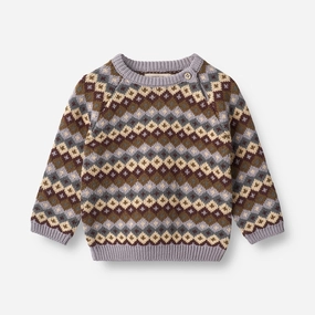 Durable Reinforced Hems Organic Cotton Knit Pullover Mimi Jacquard | Baby - multi lavender