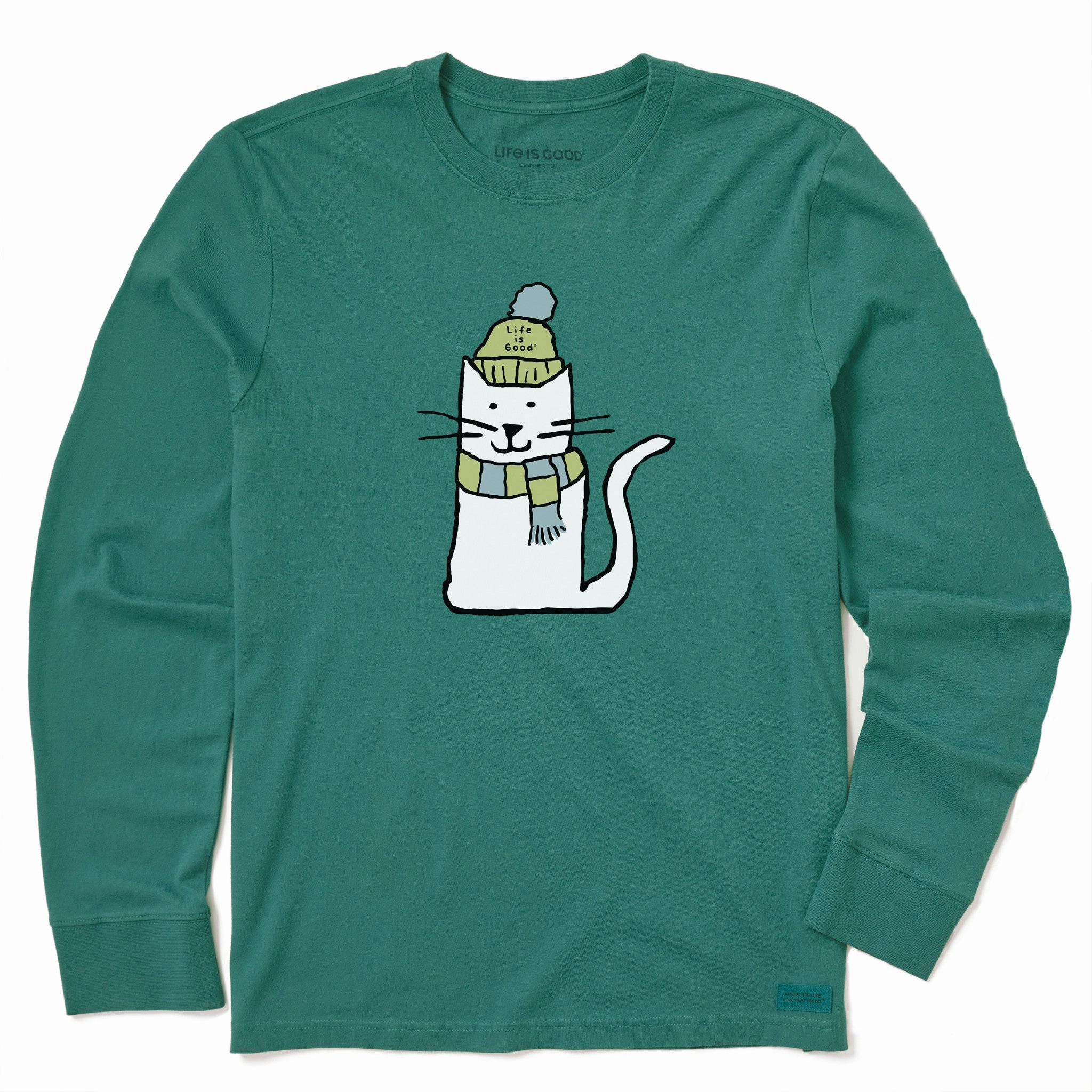 Kids Quirky Warmly Dressed Cat Long Sleeve Crusher Tee Anti-bacterial