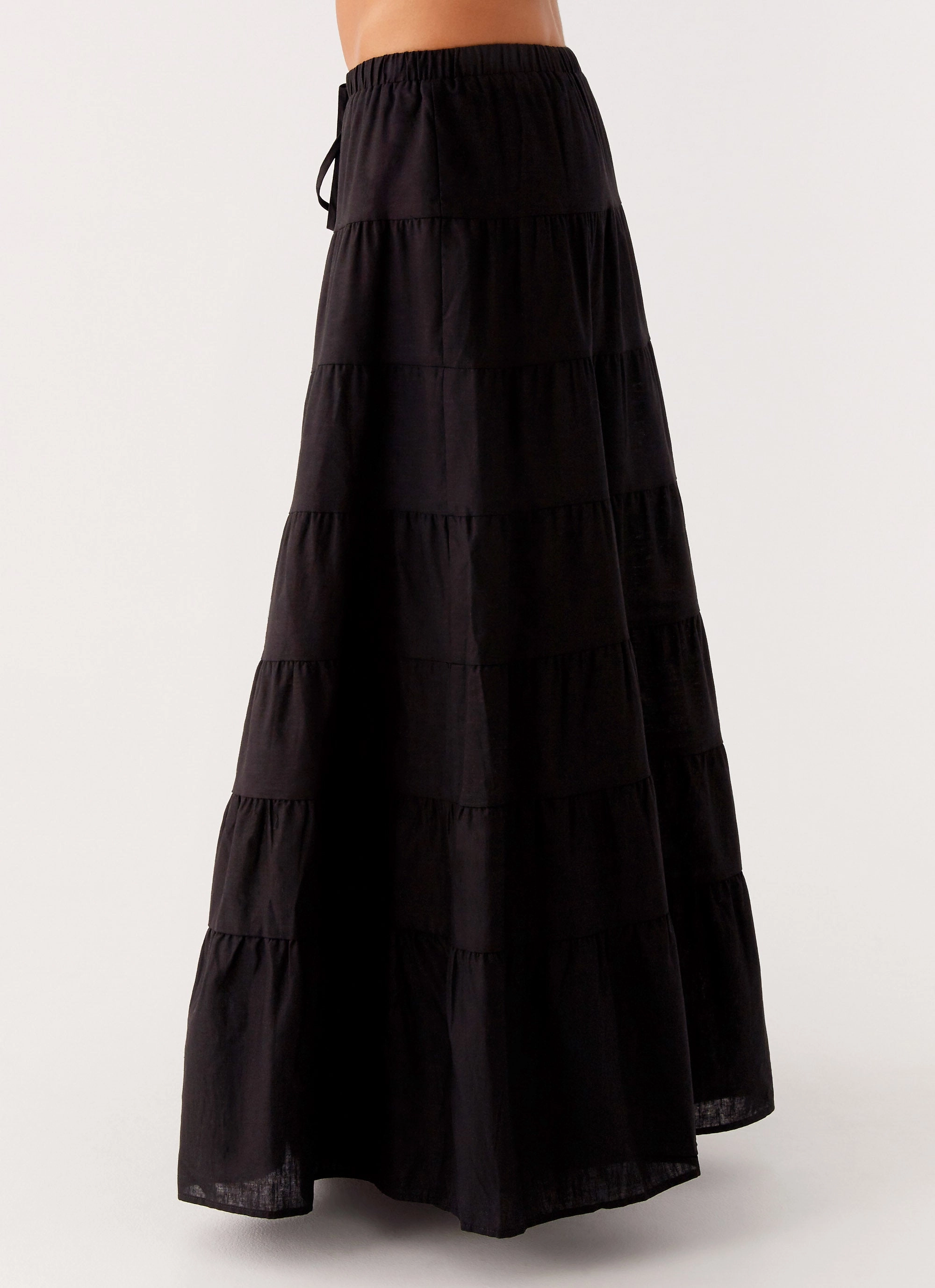 Mariella Linen Maxi Skirt - Black Vibrant Touch Tear Resistant