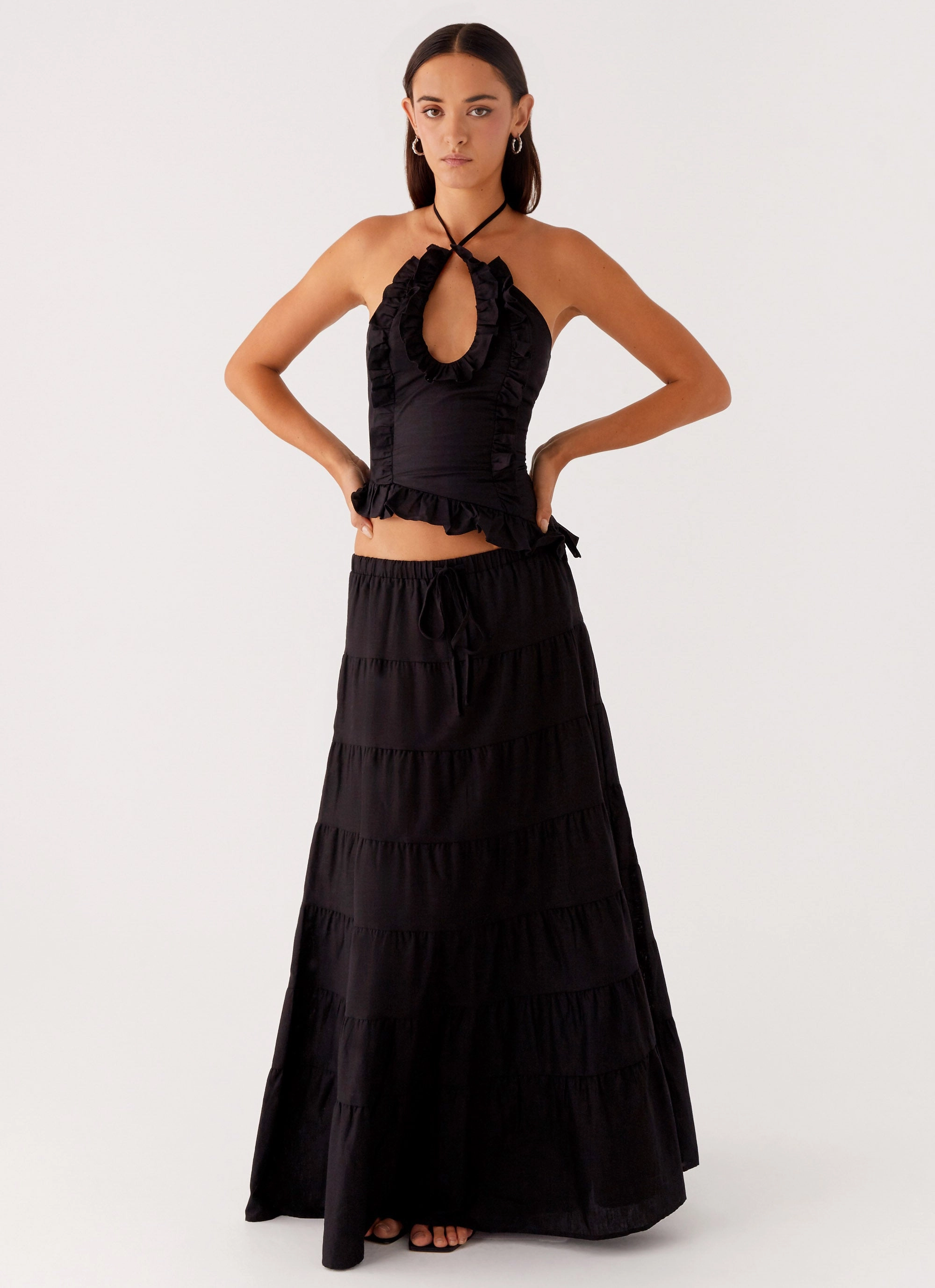 Mariella Linen Maxi Skirt - Black Sustainable