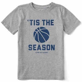 Office Wear Pocket Detailing Kids Tis the Season Basketball Short Sleeve Crusher Tee