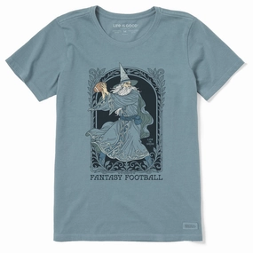 Rayon blend Women's Fantasy Football Wizard QB Short Sleeve Crusher Tee