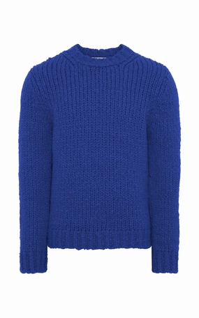 Lawrence Knit Sweater in Cobalt Welfat Cashmere Everyday Neutral Friction Resistant Edging