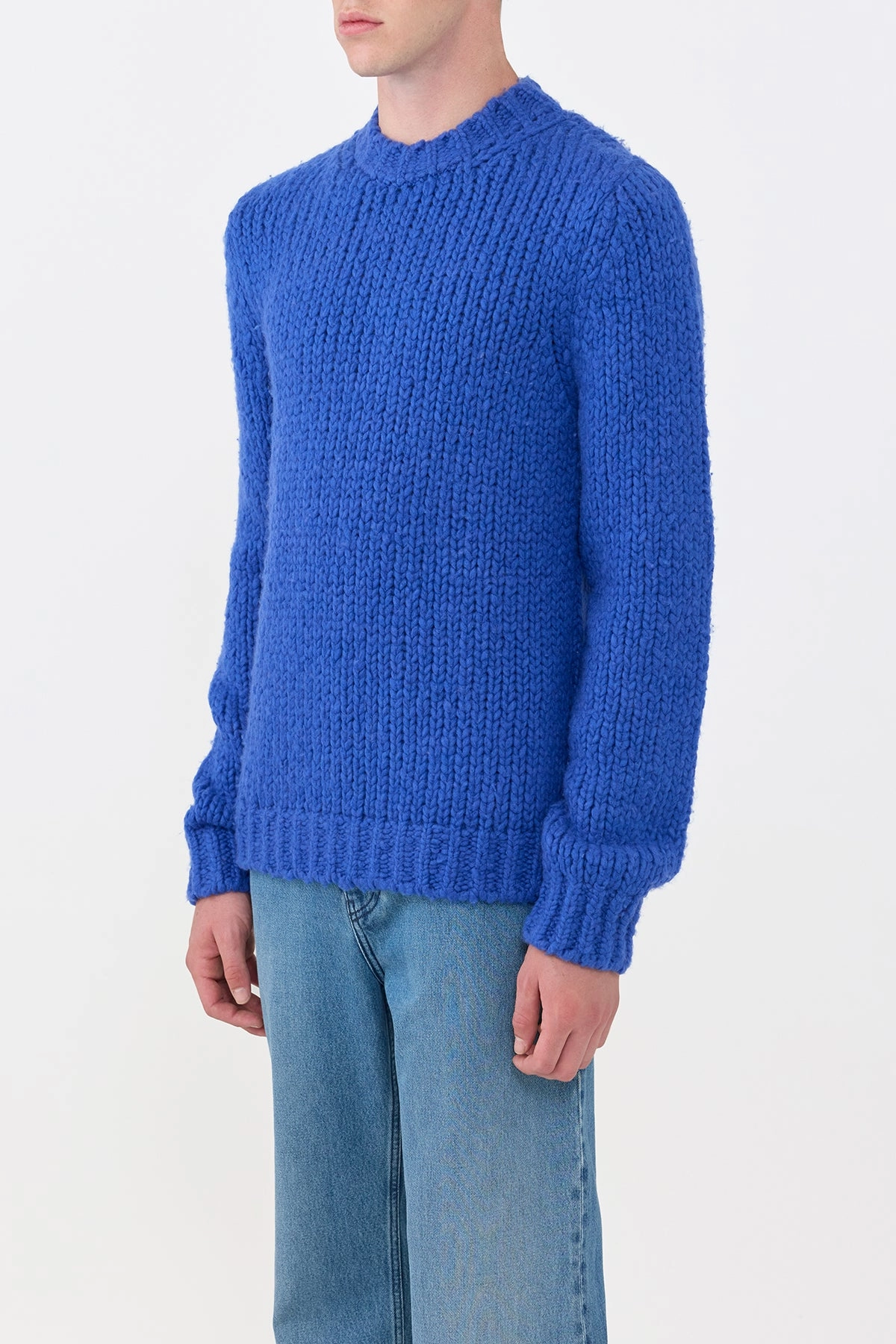 Lawrence Knit Sweater in Cobalt Welfat Cashmere Drop Shoulder Travel Ready