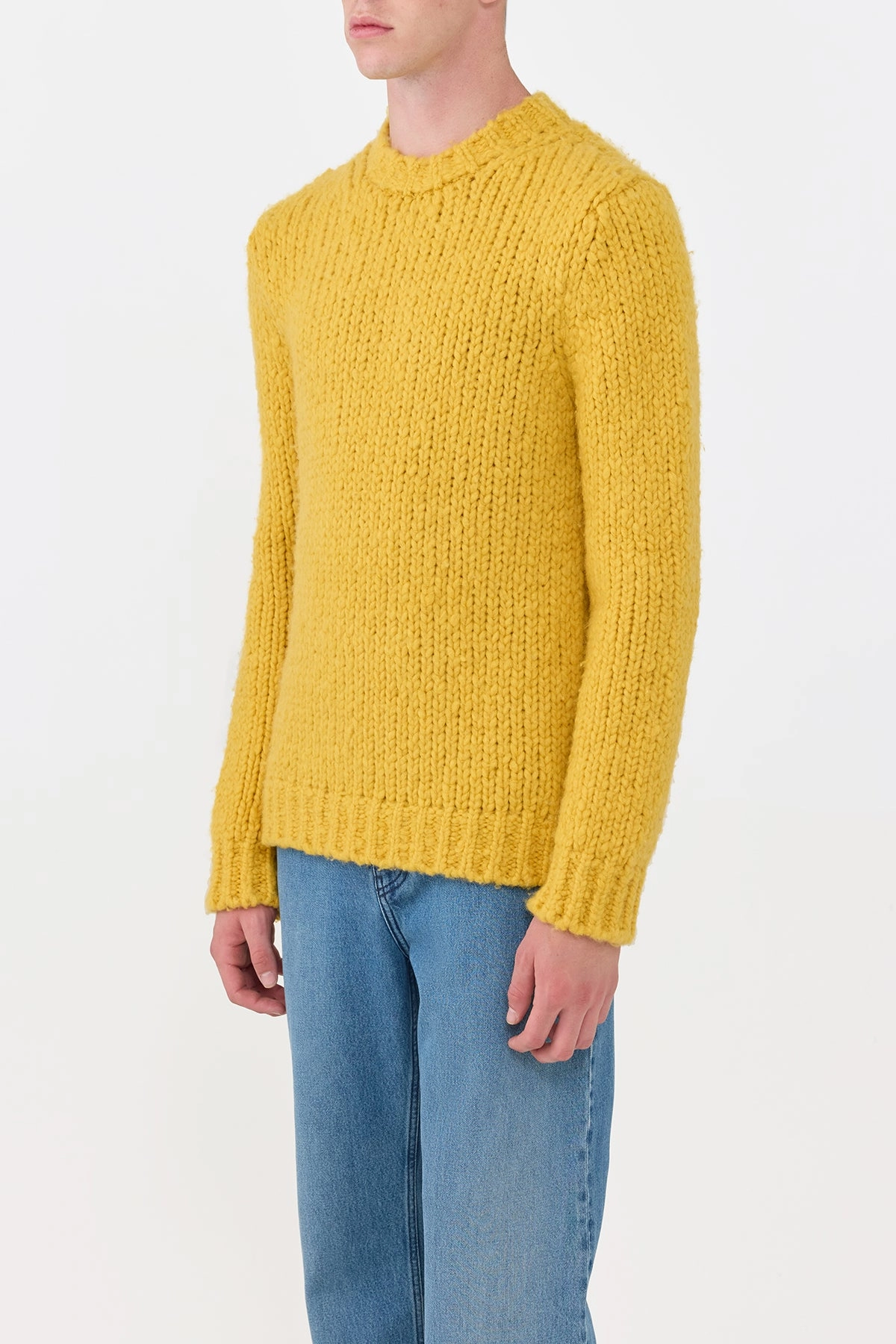 Lawrence Knit Sweater in Golden Birch Welfat Cashmere Lightweight Jersey Material
