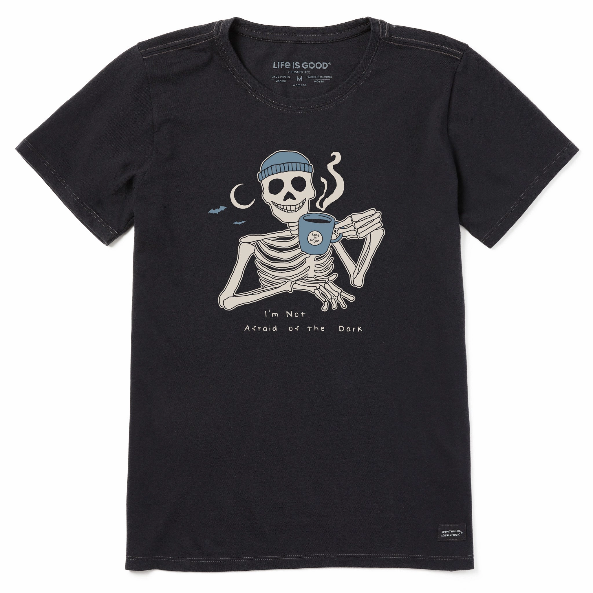 Women's Not Afraid Skeleton Short Sleeve Crusher Tee Layered Comfort