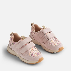 Anatomical Shape Design Soft Leather Finish Sneaker Double Velcro Toney Print - rose ballet