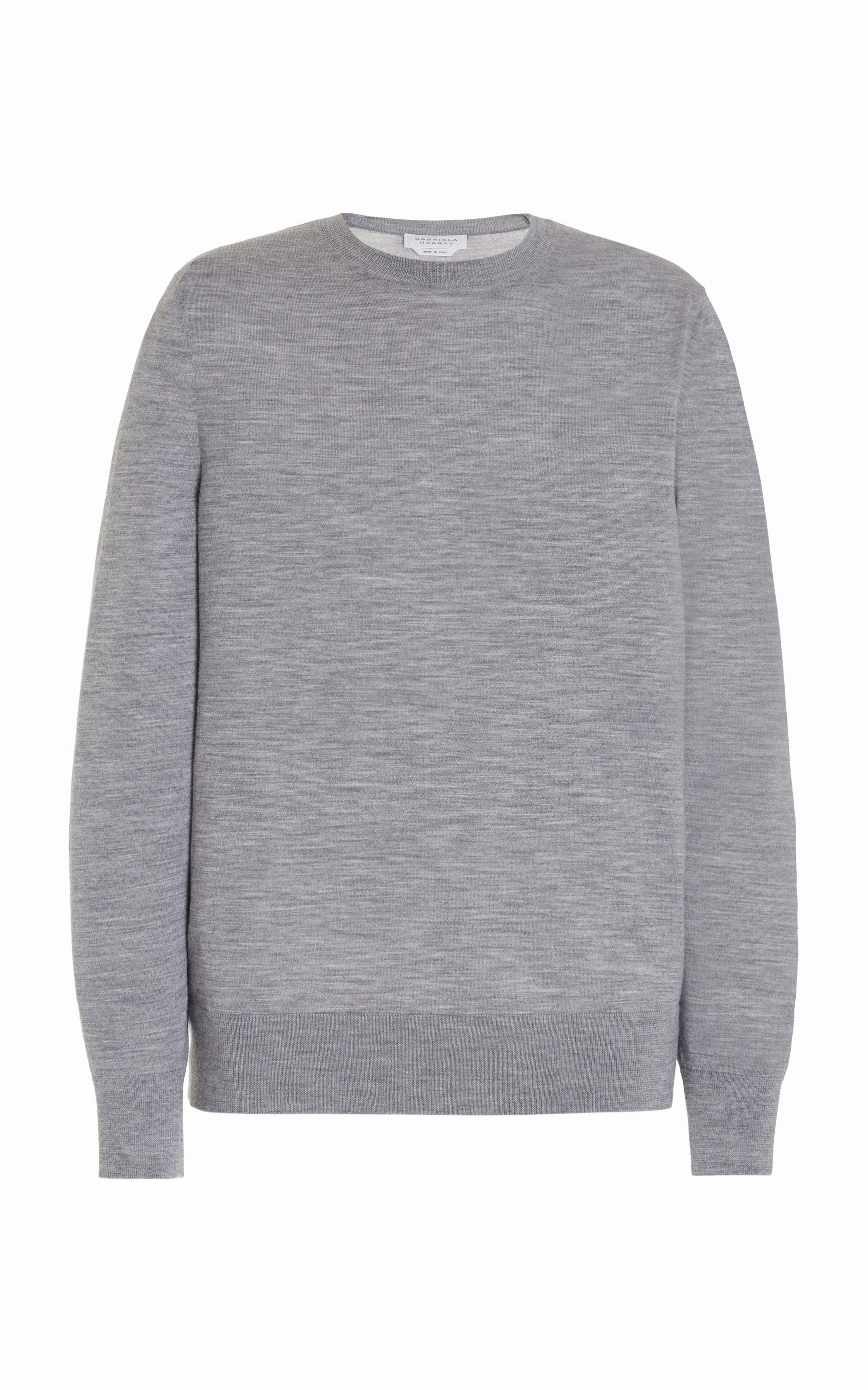 Lightweight Jersey Material Palco Knit Crewneck in Heather Grey Merino Wool