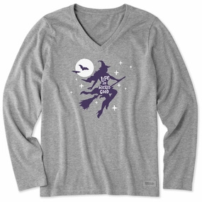 Casual Style Wear Daily Comfort Women's Life is Wicked Good Long Sleeve Crusher Vee