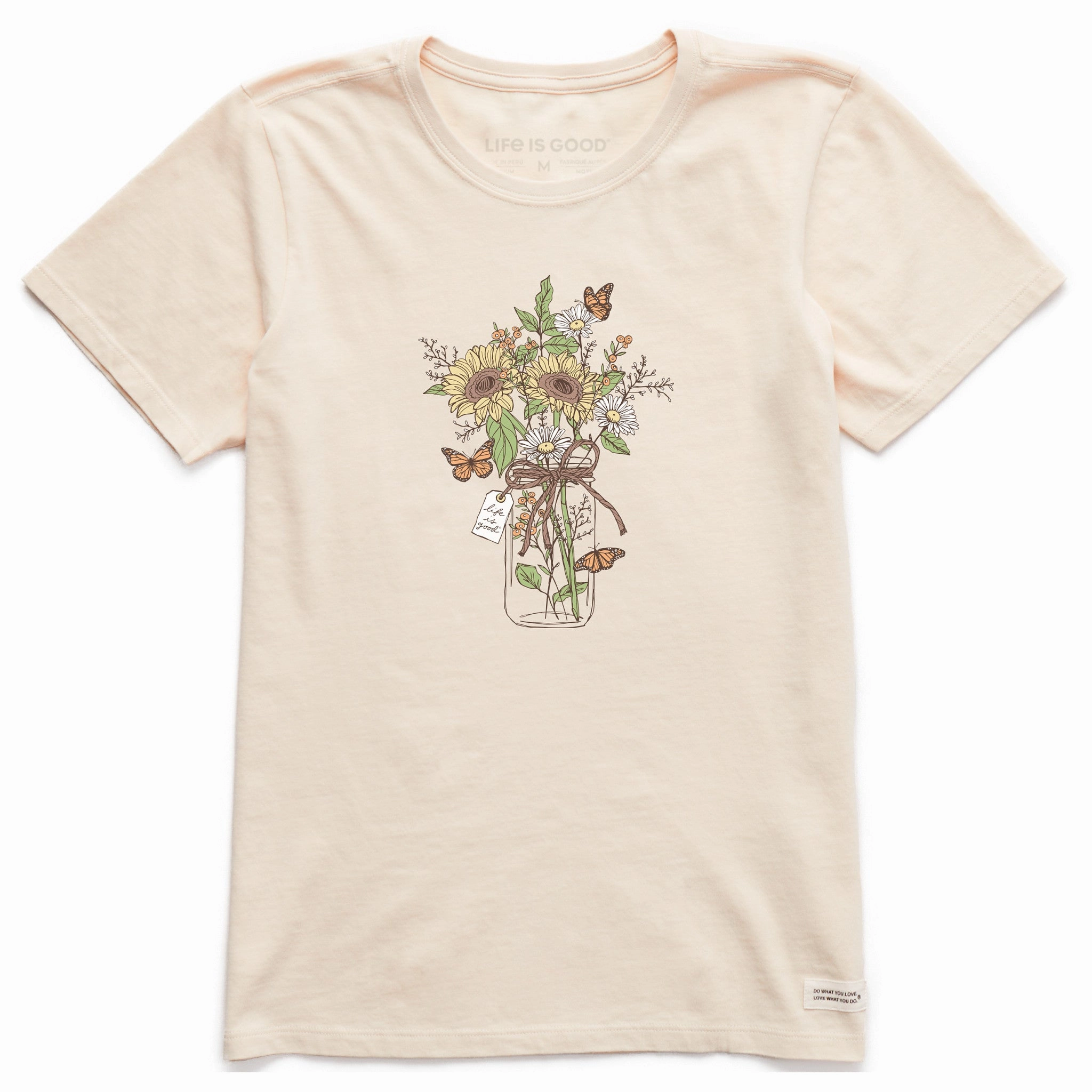 Women's Sunflower Monarch Jar Short Sleeve Crusher Tee Soft Feel Versatile Comfort Wear