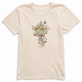 Women's Sunflower Monarch Jar Short Sleeve Crusher Tee Cool Weather Wear