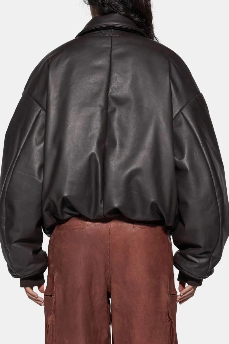 Leather Puffer Jacket Packable option