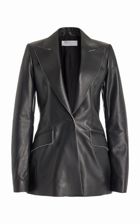 Leiva Blazer in Black Nappa Leather Minimalist Aesthetic Detailing