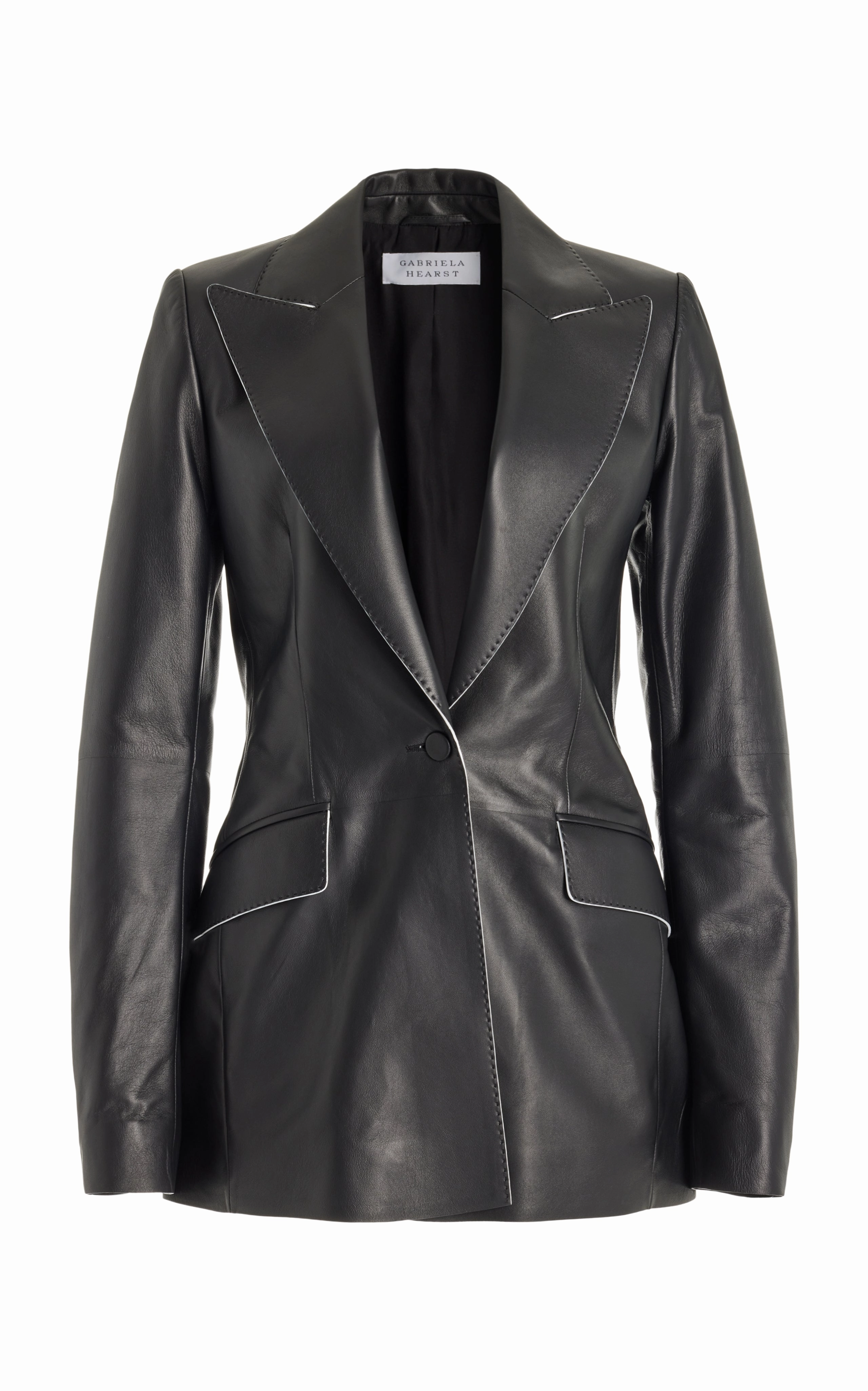 Leiva Blazer in Black Nappa Leather Minimalist Aesthetic Detailing