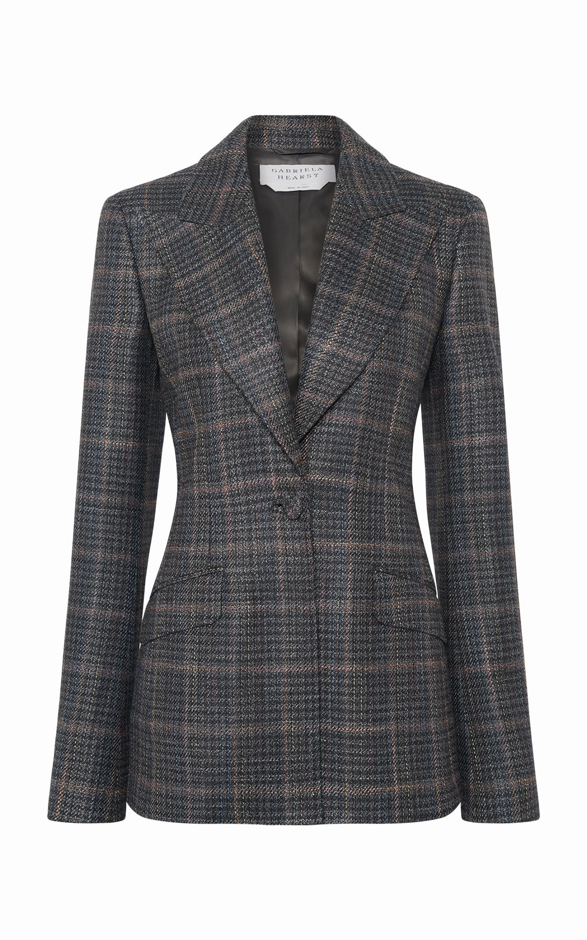 Leiva Blazer in Charcoal Multi Wool Silk Clubcheck Plaid Versatile Wear