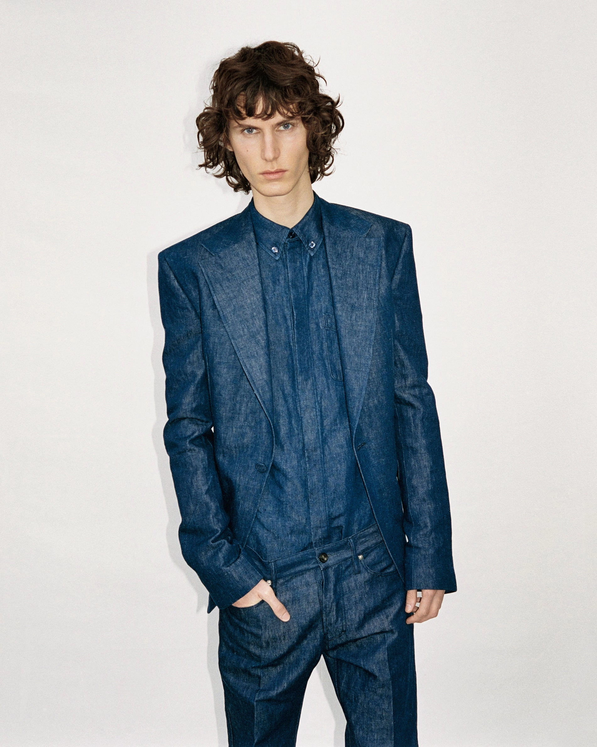 Leiva Blazer in Recycled Cotton Linen Denim Night Out