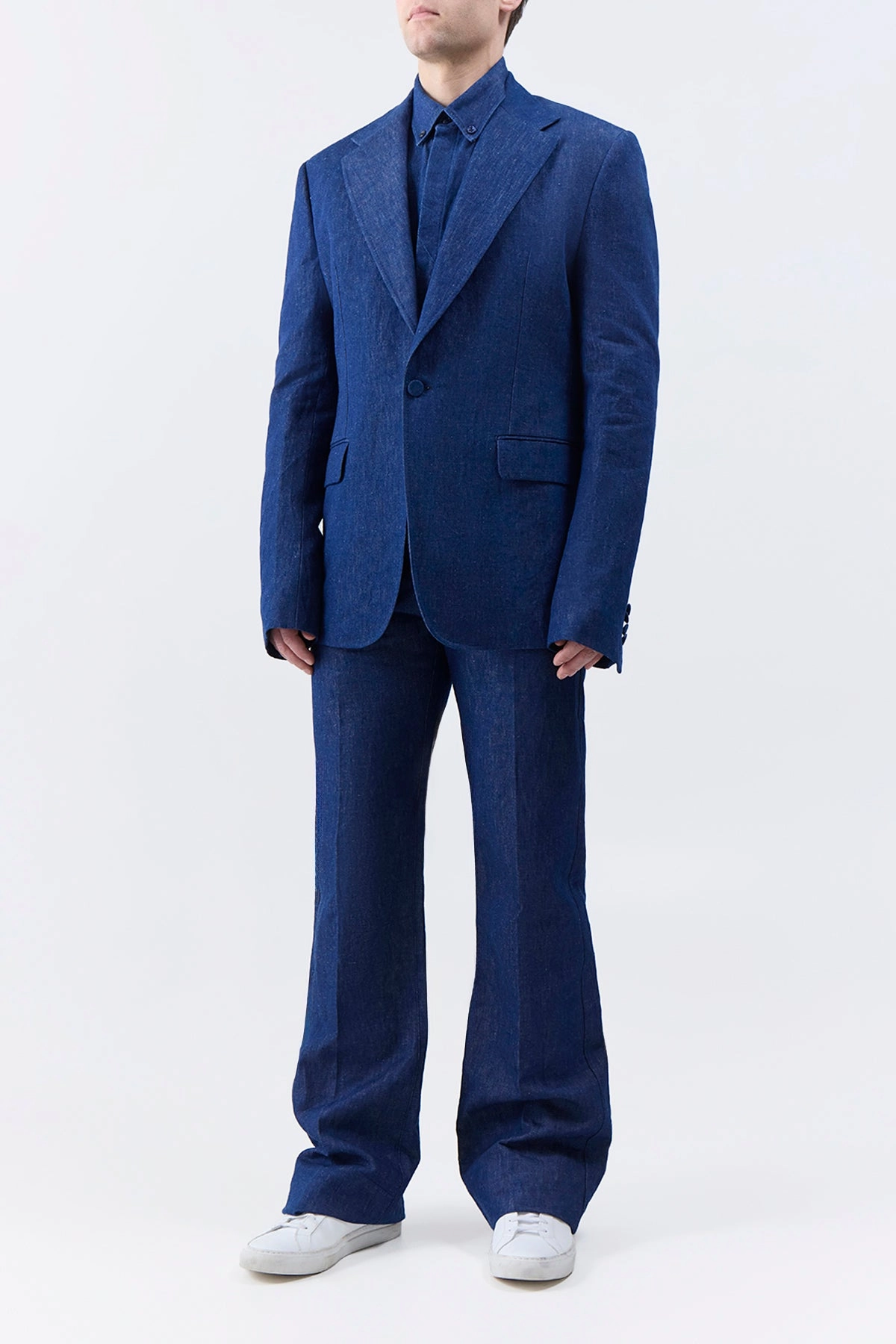 AntiStatic Lining Windbreaker Tech Leiva Blazer in Recycled Cotton Linen Denim